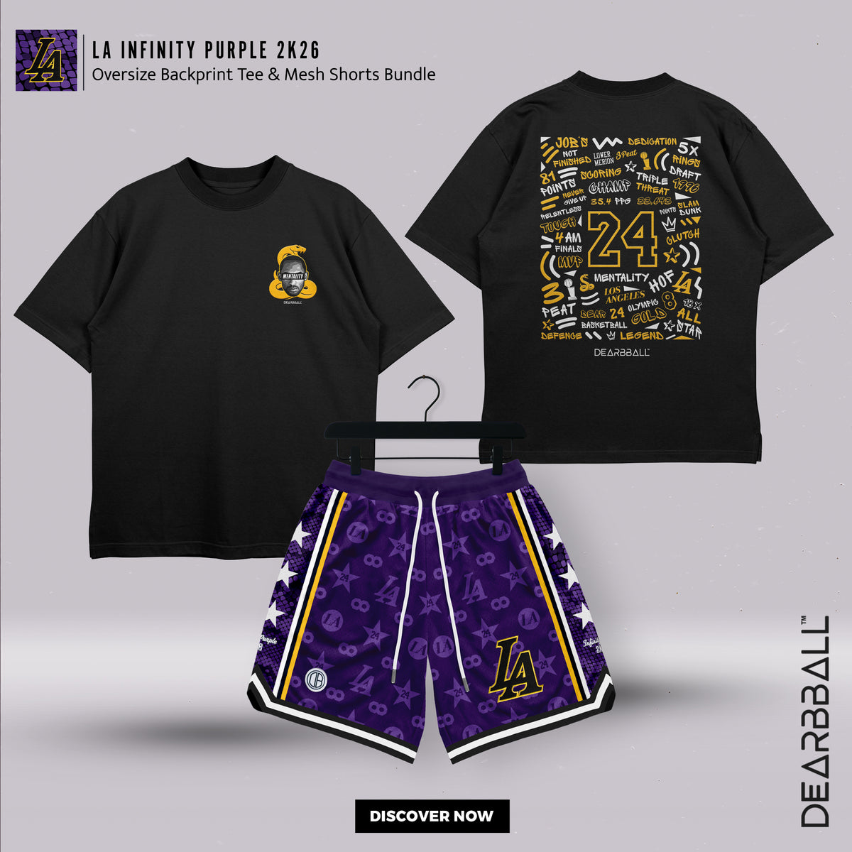 T-Shirt Oversized Premium DearBBall - Edição Mentality Snake Words Matter