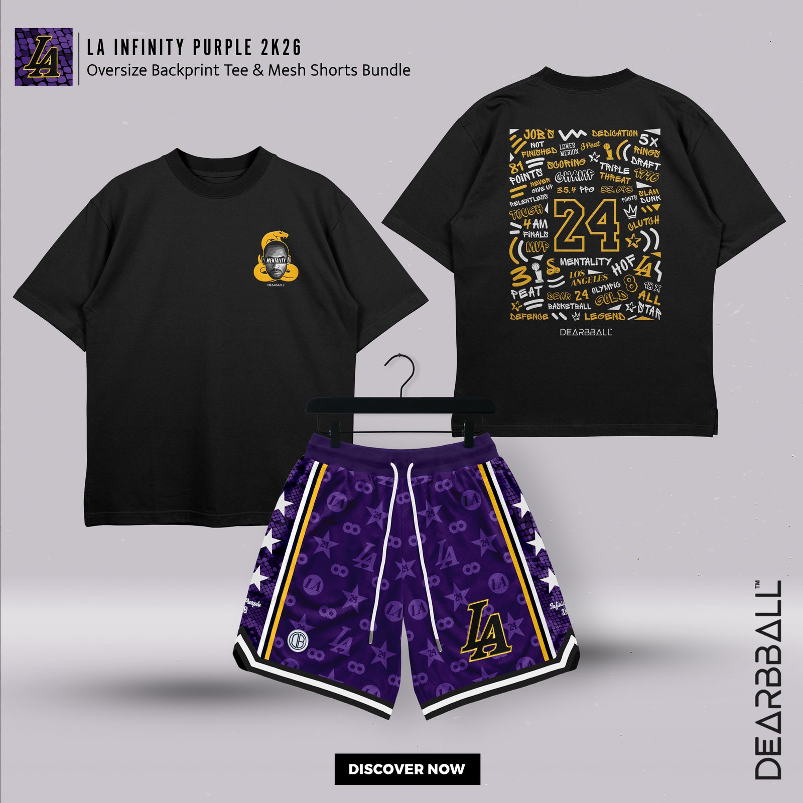 DearBBall Ensemble kort mesh-T-skjorte Premium – INFINITY PURPLE Words Matter-utgave