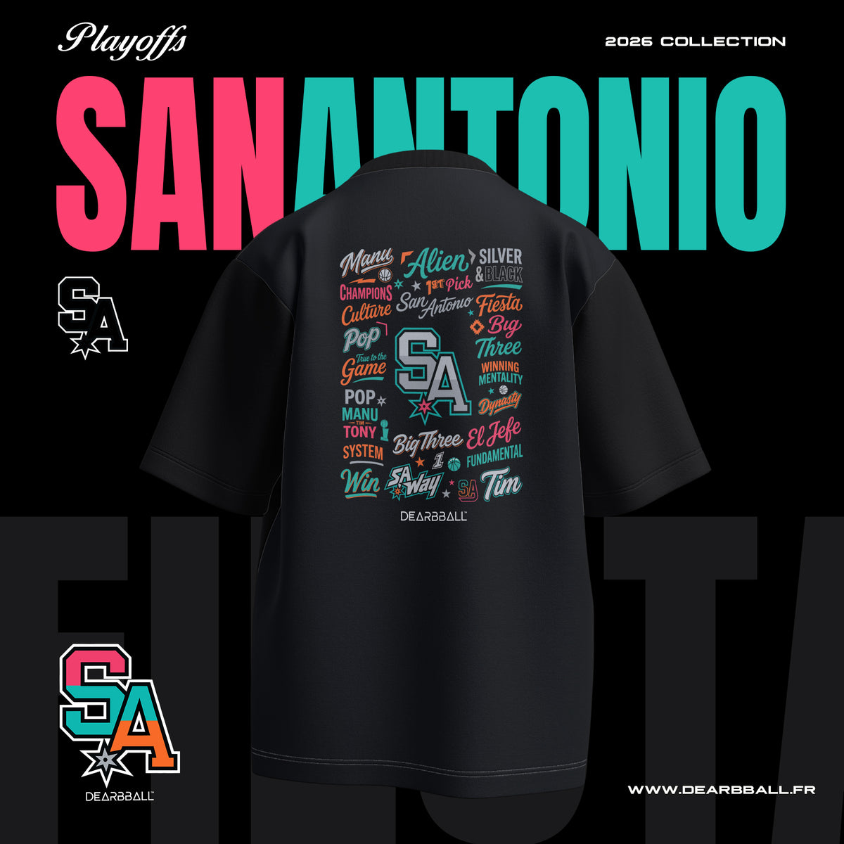 DearBBall T-skjorte Oversized Premium - SAN ANTONIO Fiesta Words Matter-utgave