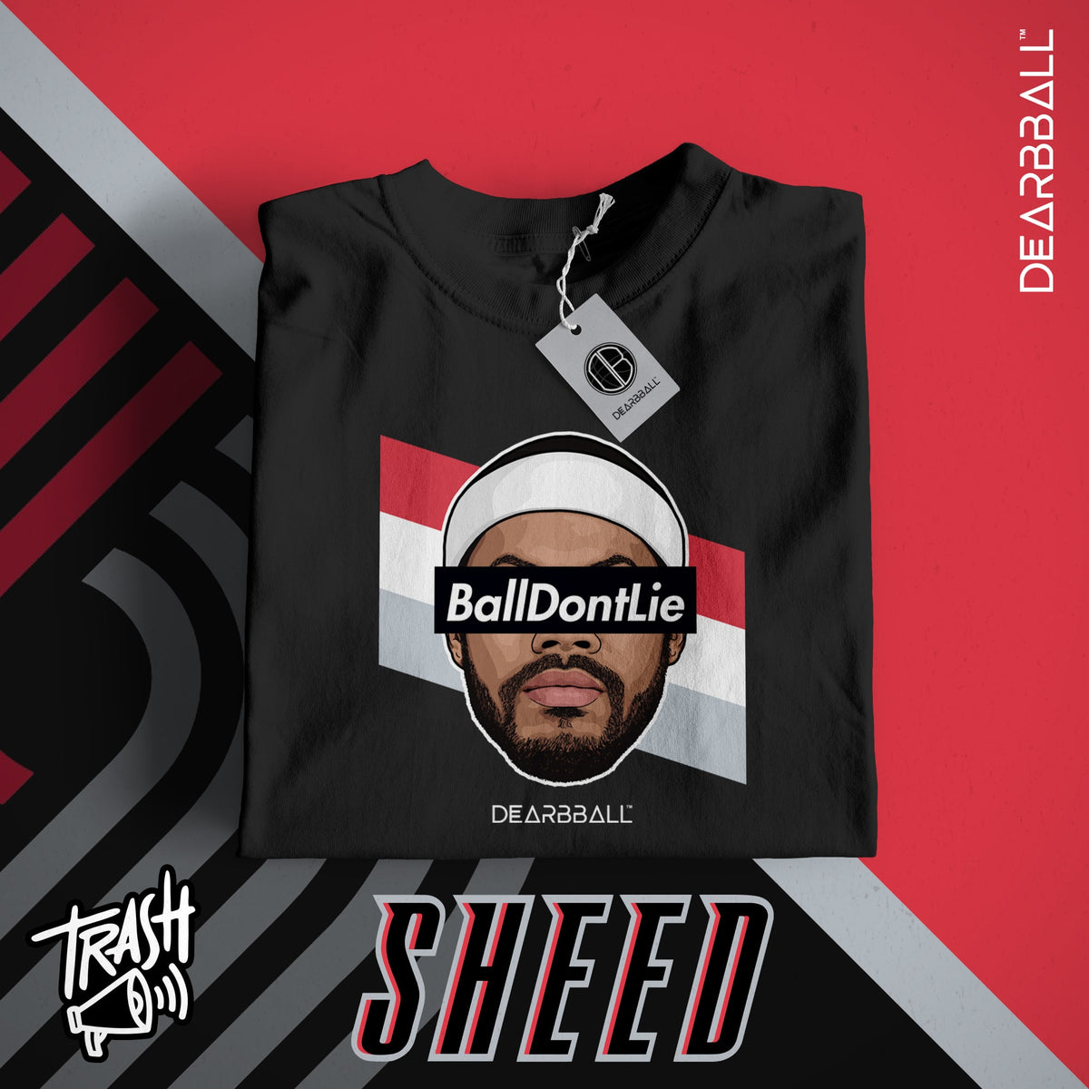 DearBBall Premium Short T-Shirt Set - Sheed BallDontLie Portland Trash 📢 Embroidery Edition