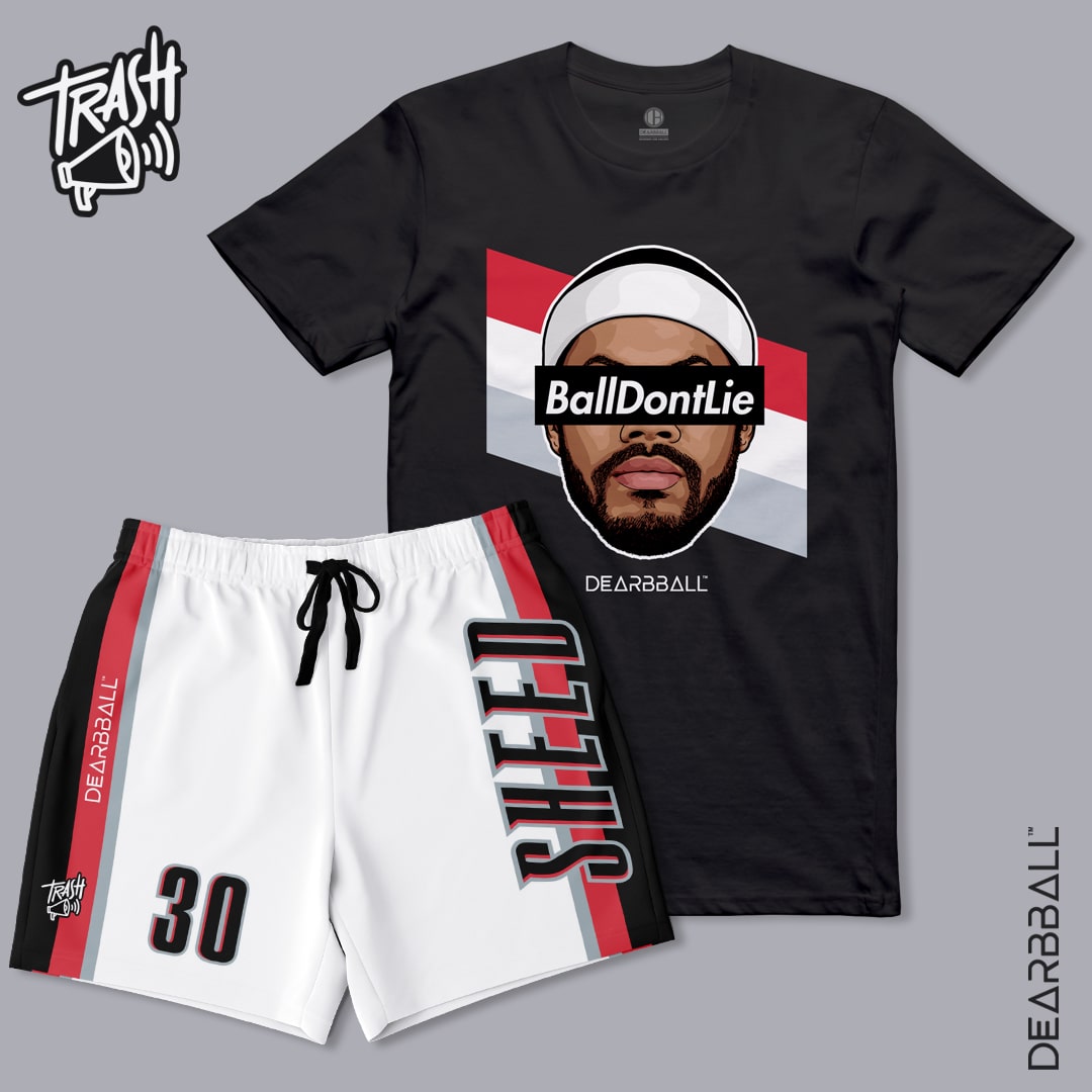 DearBBall Premium Ensemble Short T-Shirt - Sheed BallDontLie Portland Trash 📢 Broderie Edition