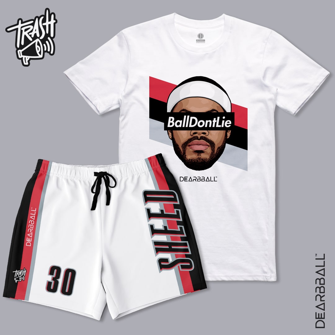 DearBBall Premium Short T-Shirt Set - Sheed BallDontLie Portland Trash 📢 Embroidery Edition