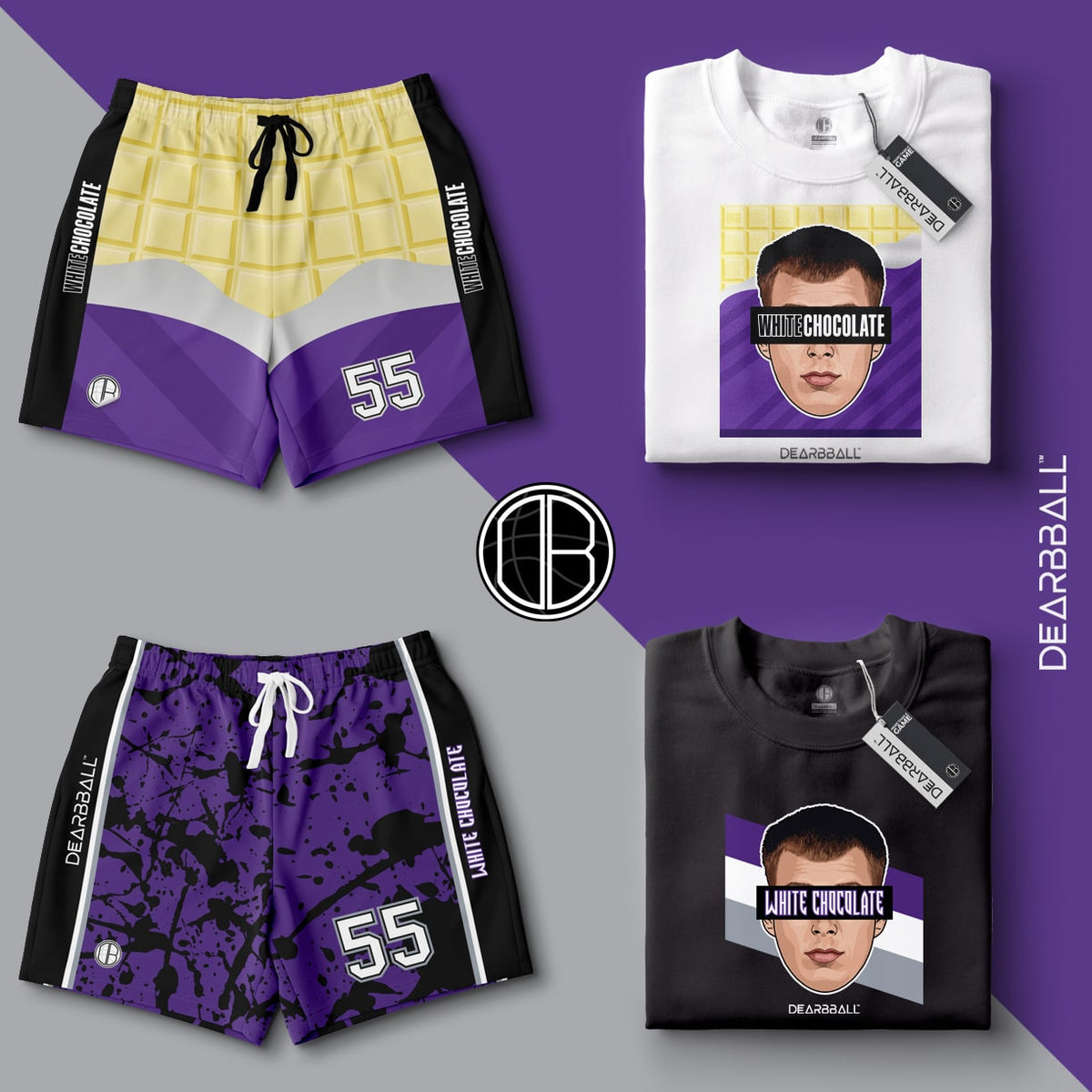 DearBBall Ensemble Short T-Shirt - White Open Bar Chocolate Edition