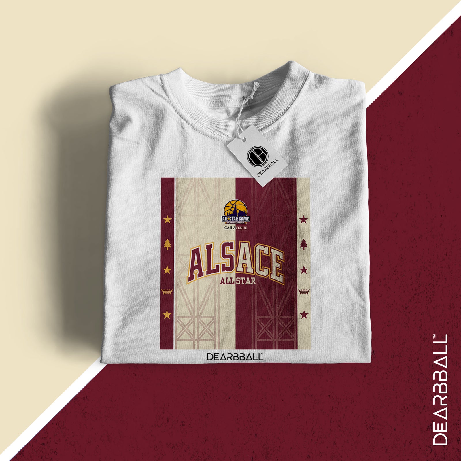 DearBBall T-Shirt - ASG Alsace Burgandy Cream Edition