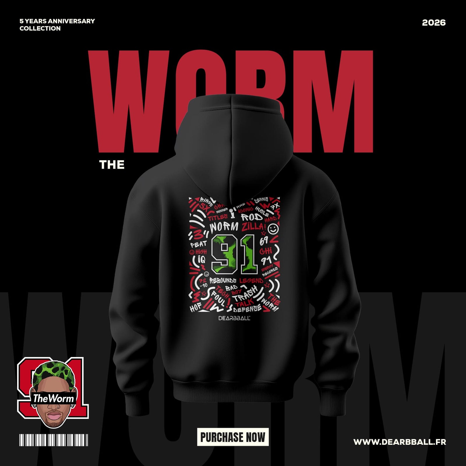 DearBBall Hoodie Premium - TheWorm 91 Words Matter Edition