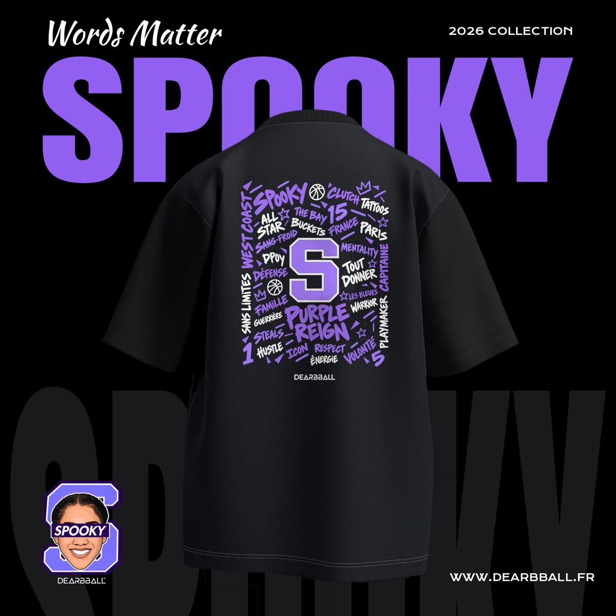 DearBBall T-Shirt Oversize Premium - SPOOKY Words Matter Purple Edition