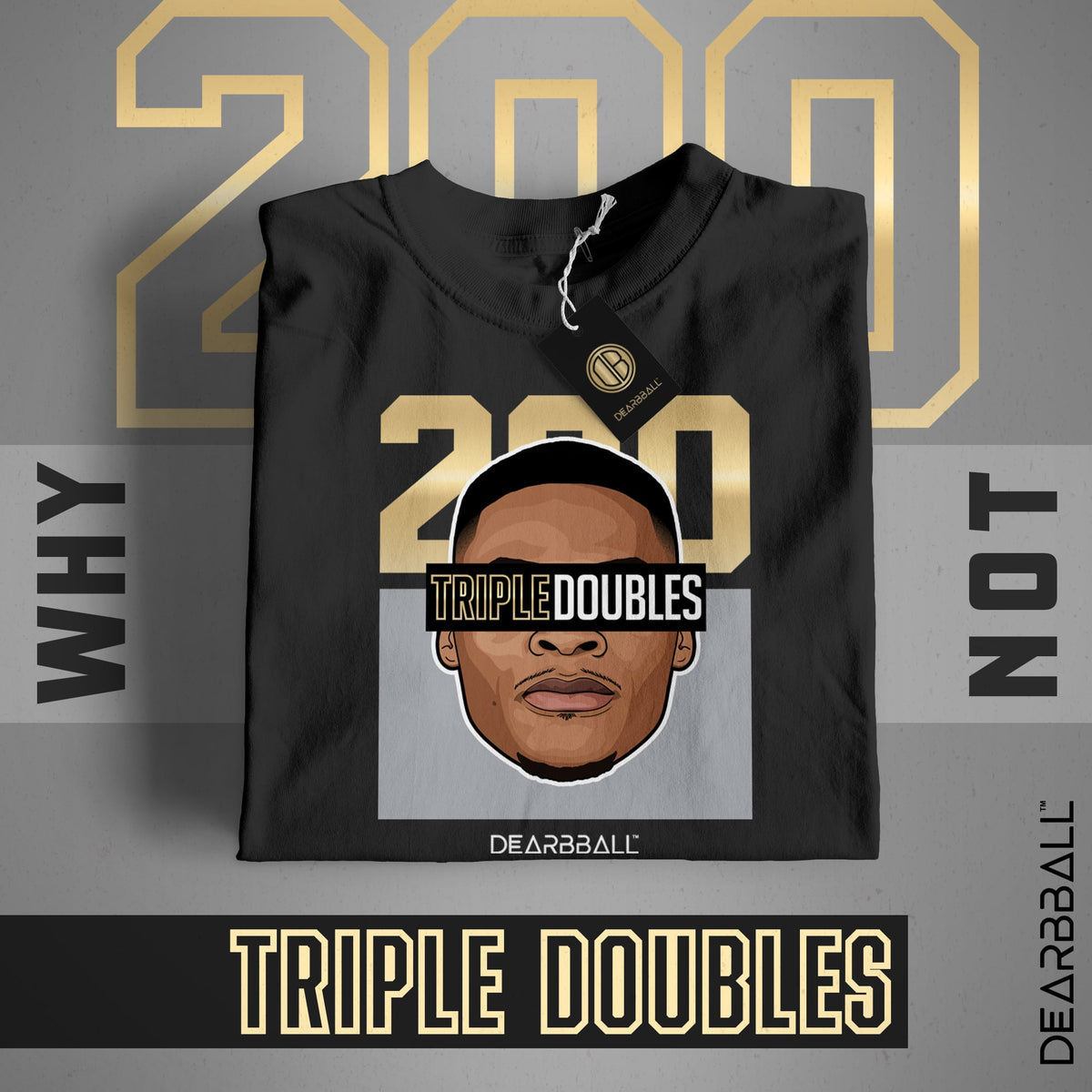 Camiseta DearBBall - Edición 200 Triples Dobles RÉCORD Oro