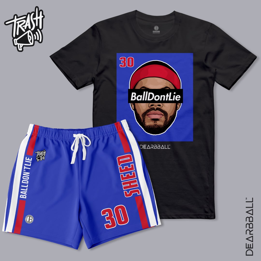 DearBBall Premium Ensemble Short T-Shirt - BallDontLie Detroit Trash 📢 Broderie Edition