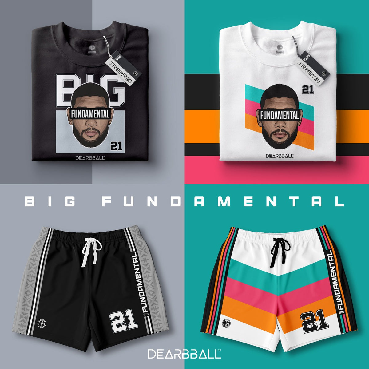 DearBBall 2 Sets Short T-Shirts - Big Fundamental San Antonio Edition 