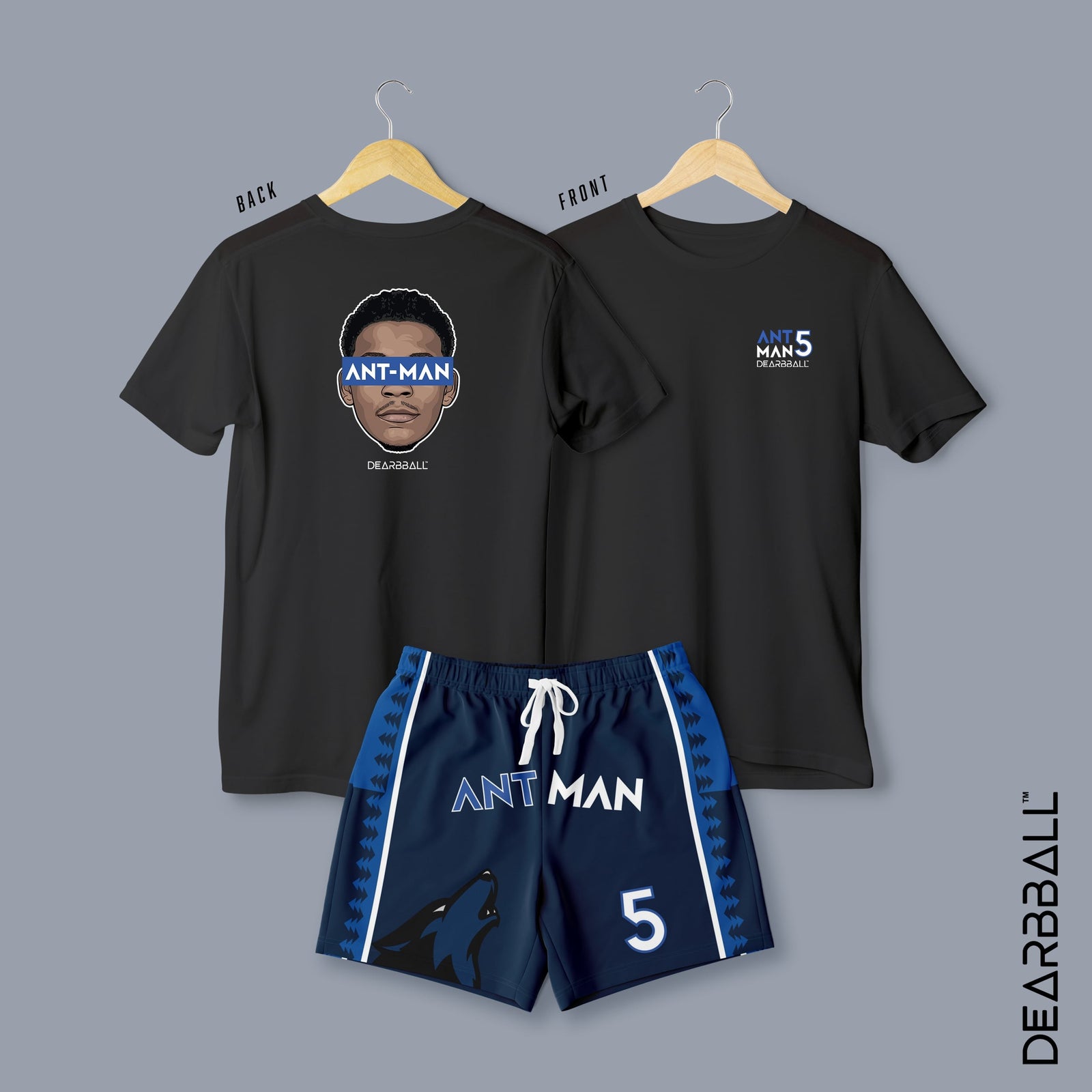 DearBBall Short T-Shirt Set - ANT-MAN Premium Black Edition