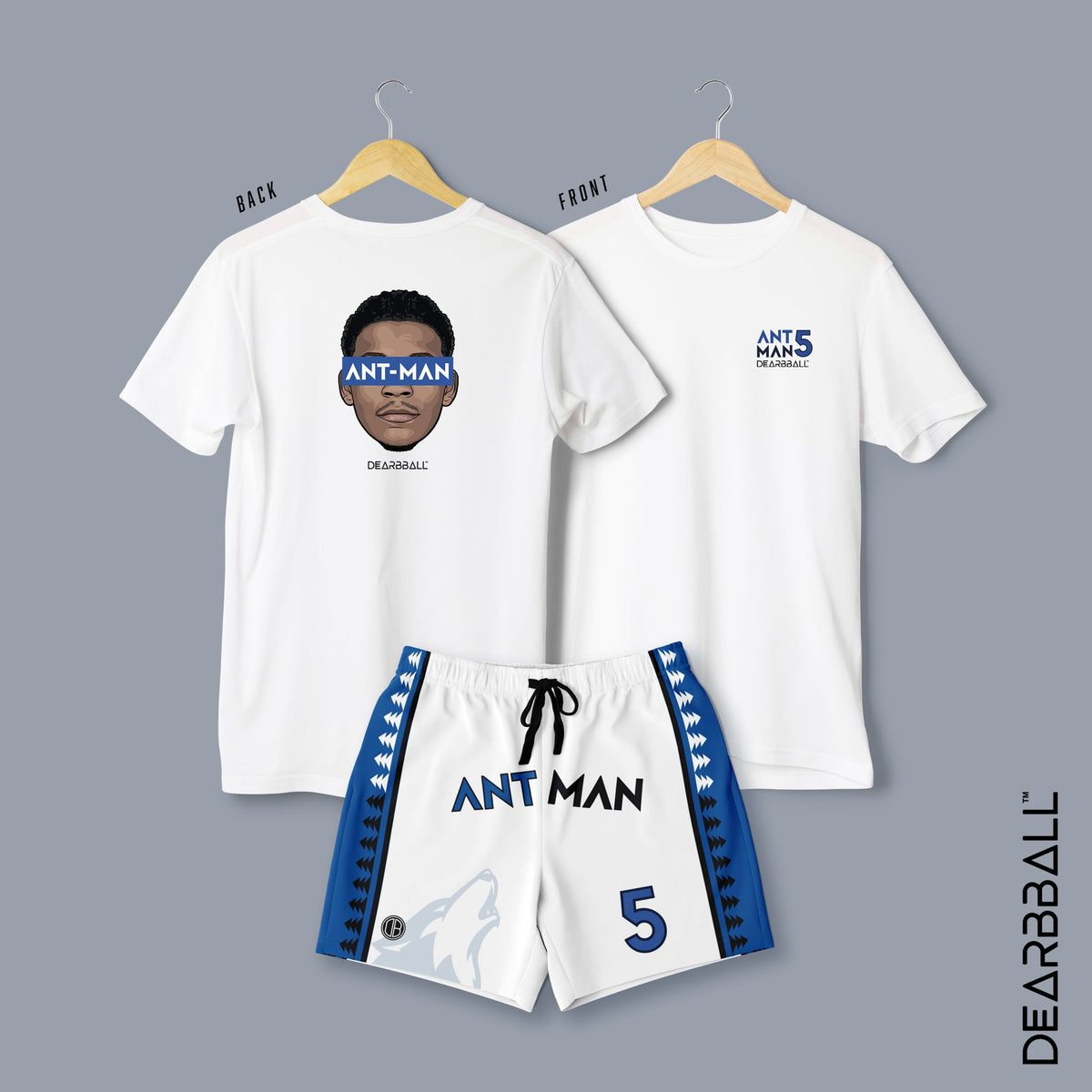 DearBBall Set Kurzarm-T-Shirt - ANT-MAN Premium Weiße Edition