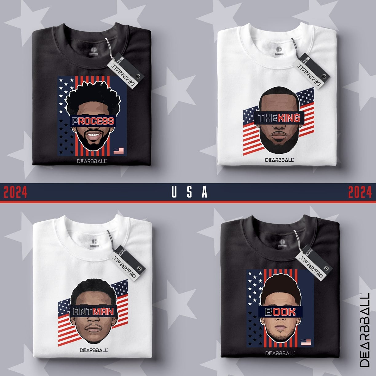 DearBBall Pack 4 T-Shirts - STARS USA Edition