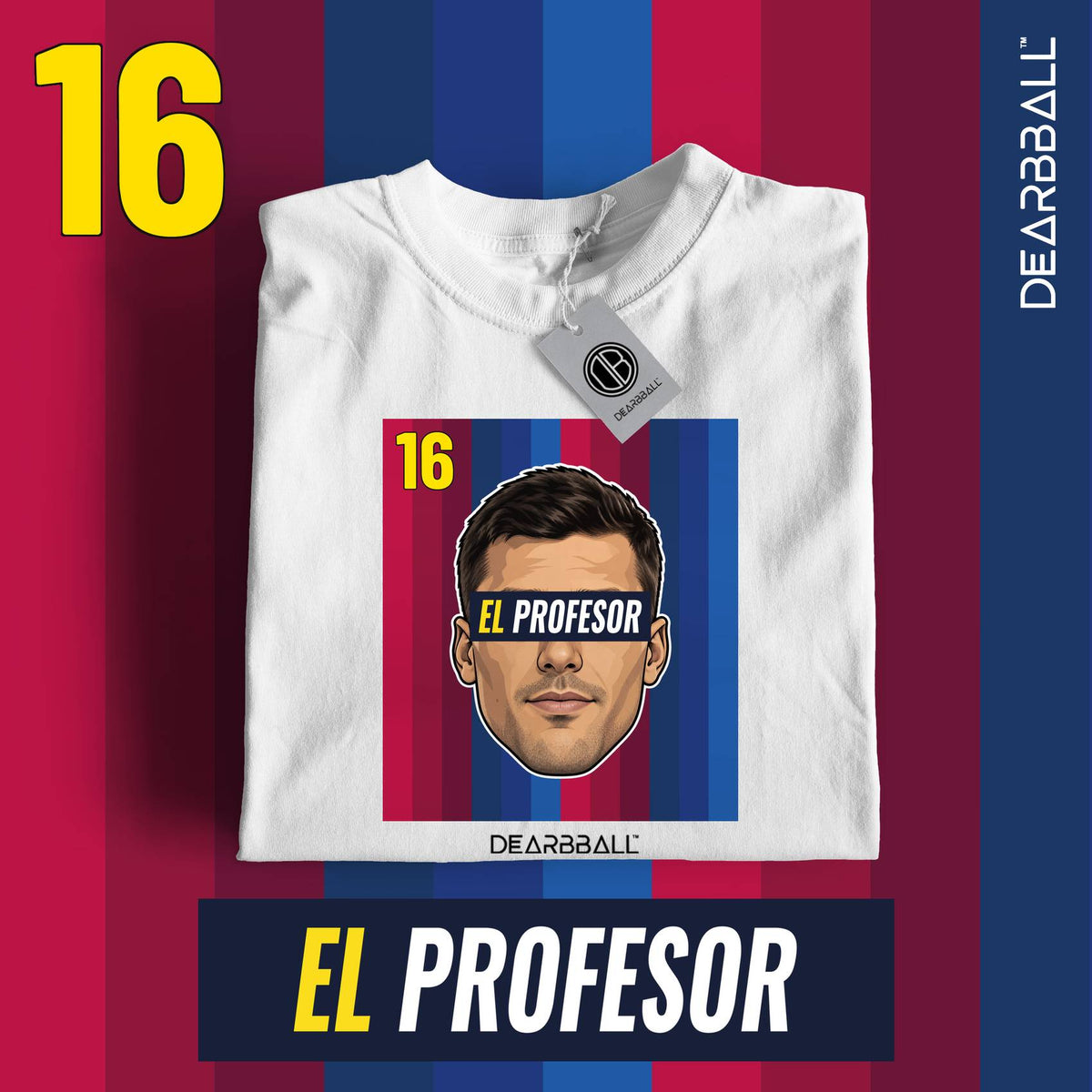 DearBBall Football – Barcelone – Rodri – EL PROFESOR – Home – White – Marketing