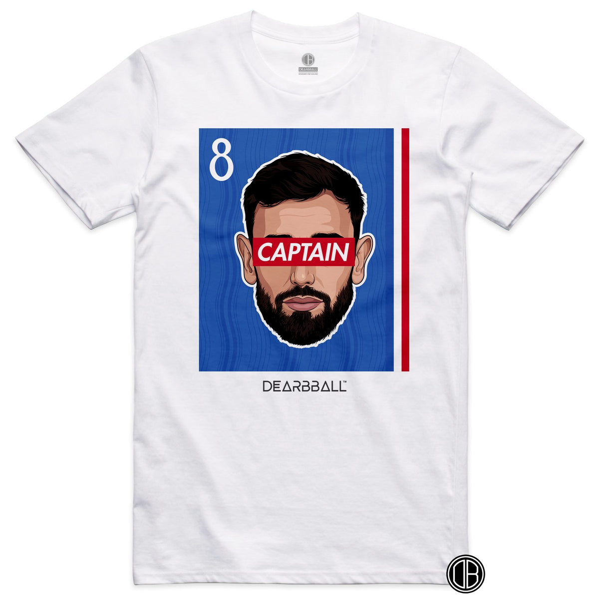 T-shirt DearBBall Football CAPTAIN 8 Manchester United Fernandes Away - blanc