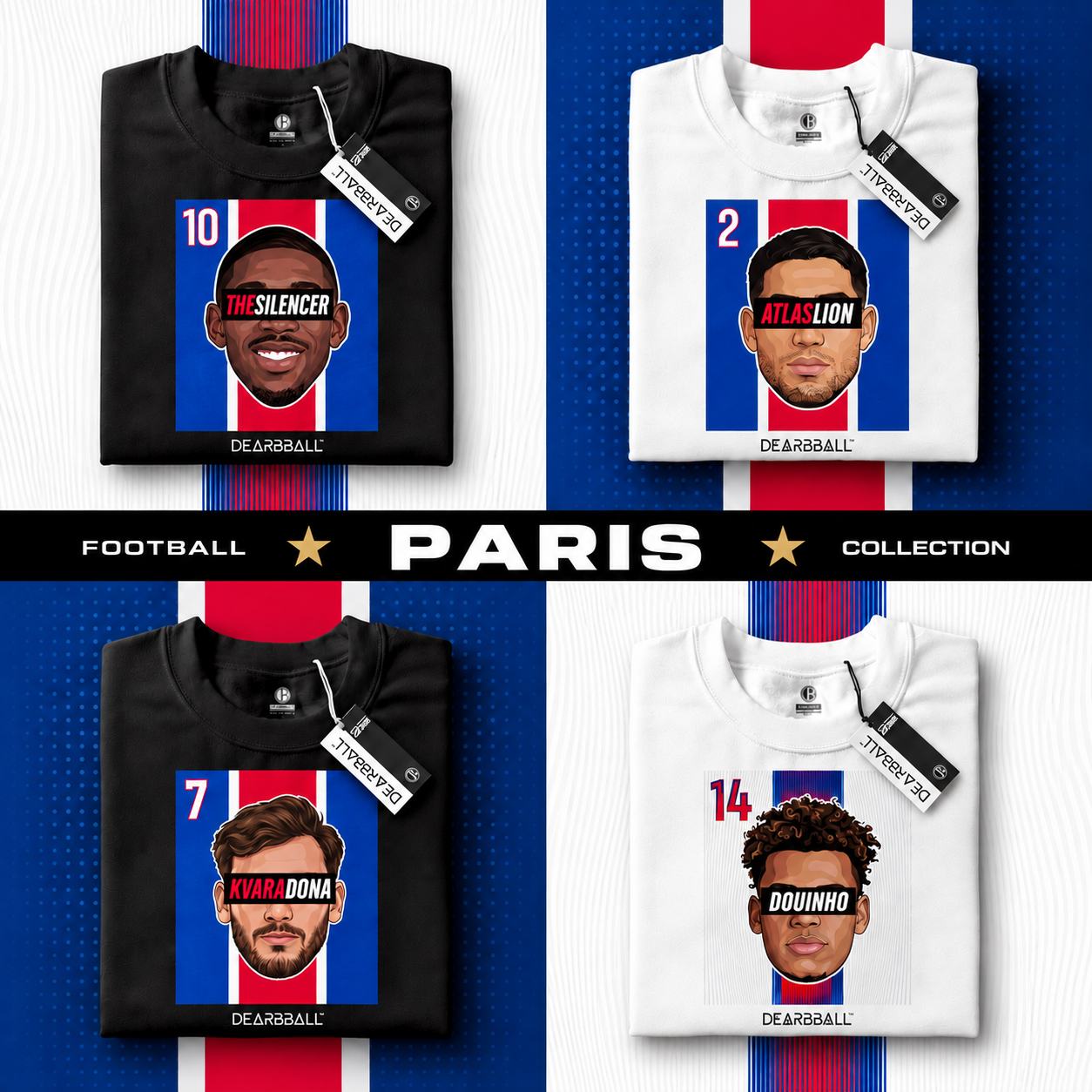 DearBBall Football – PSG – Marketing 03 – Fonds alternes blanc bleu