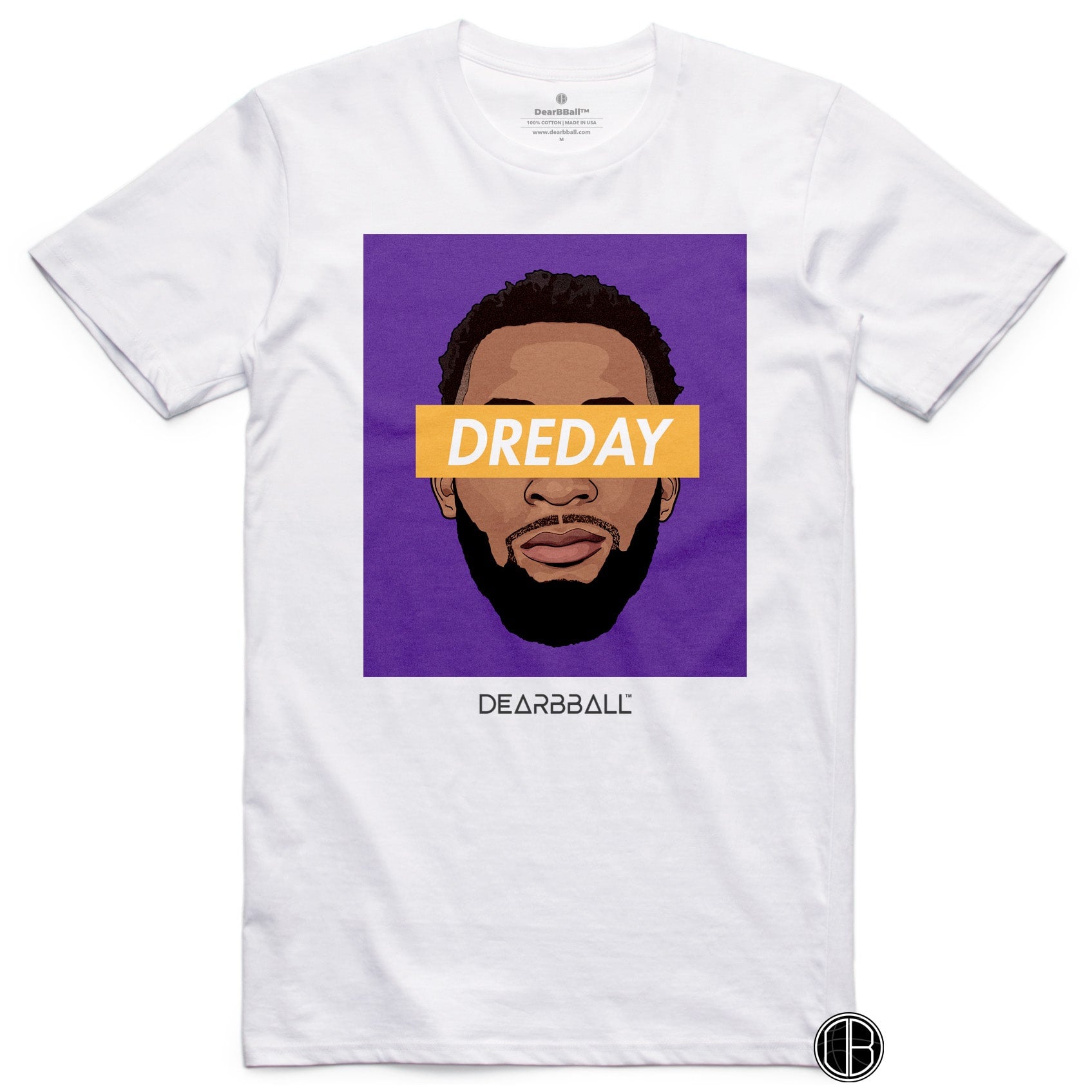Andre Drummond T-Shirt Bio - DRE DAY Purple Los Angeles Lakers Basketball Dearbball blanc