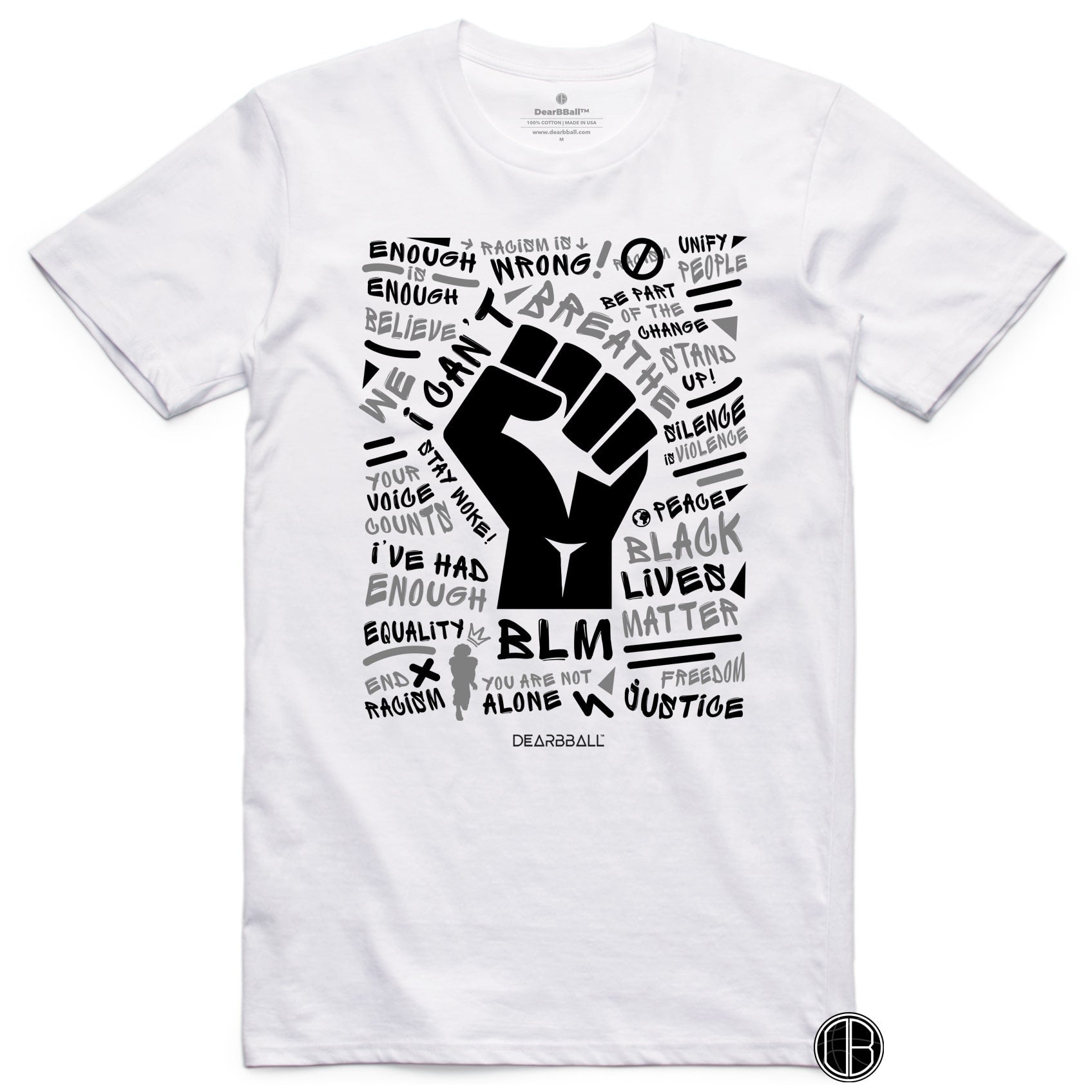 BLM Black And White T-Shirt Bio - BLM Nelson Mandela Basketball Dearbball blanc