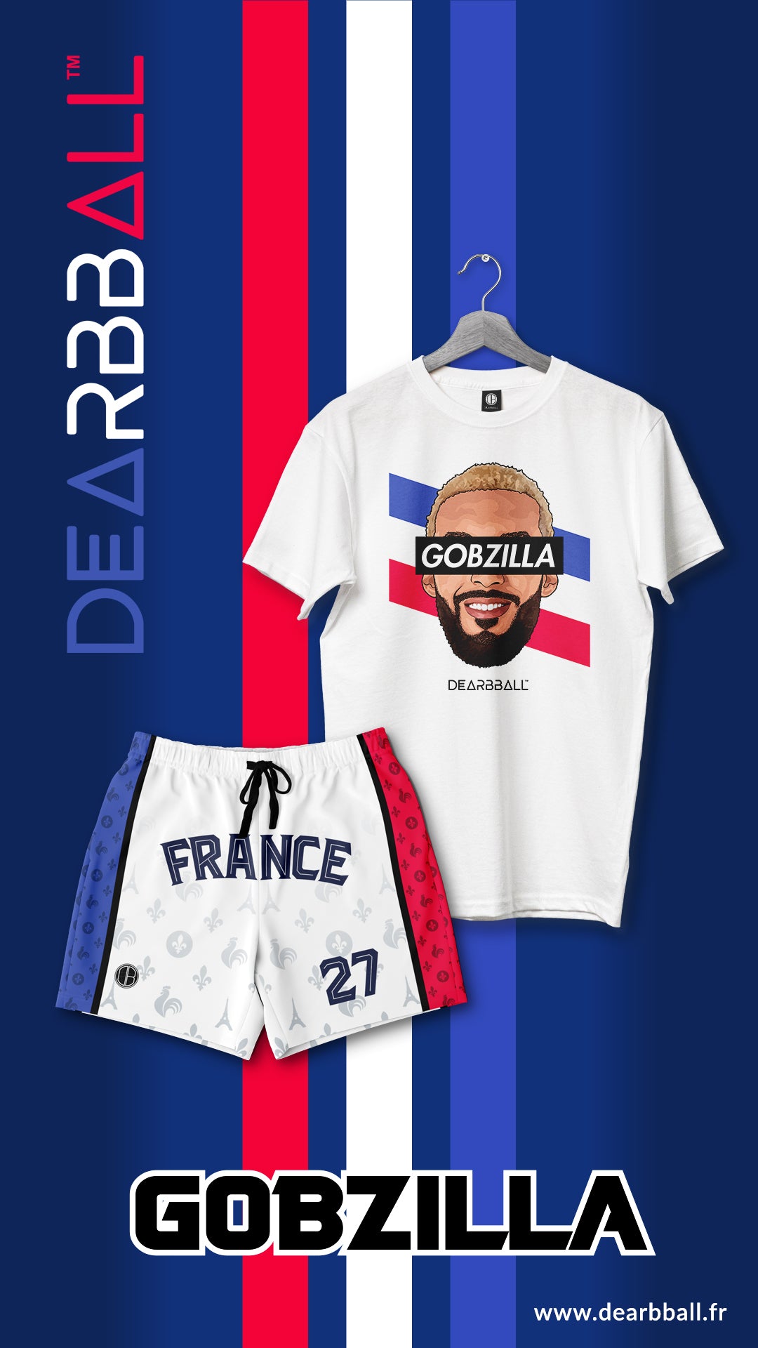 T-Shirt-Short-Ensemble-Rudy-Gobert-Equipe-de-France-Dearbball-vetements-marque-france