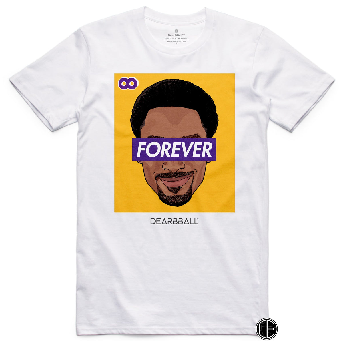 Kobe Bryant FOREVER T-Shirt - 8 Infinity Young Afro Gold Version Los Angeles Lakers Basketball Dearbball blanc