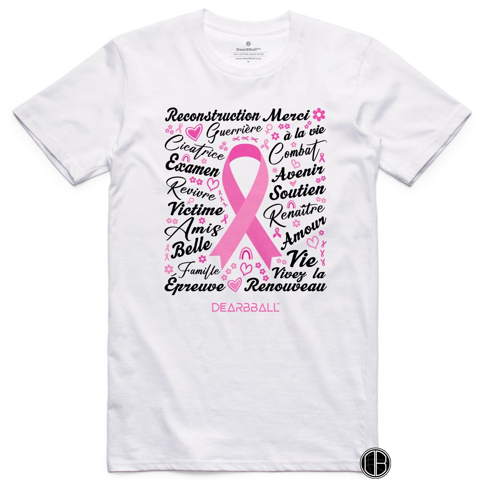 DearBBall T-Shirt BCNA - Octobre rose Words Matter