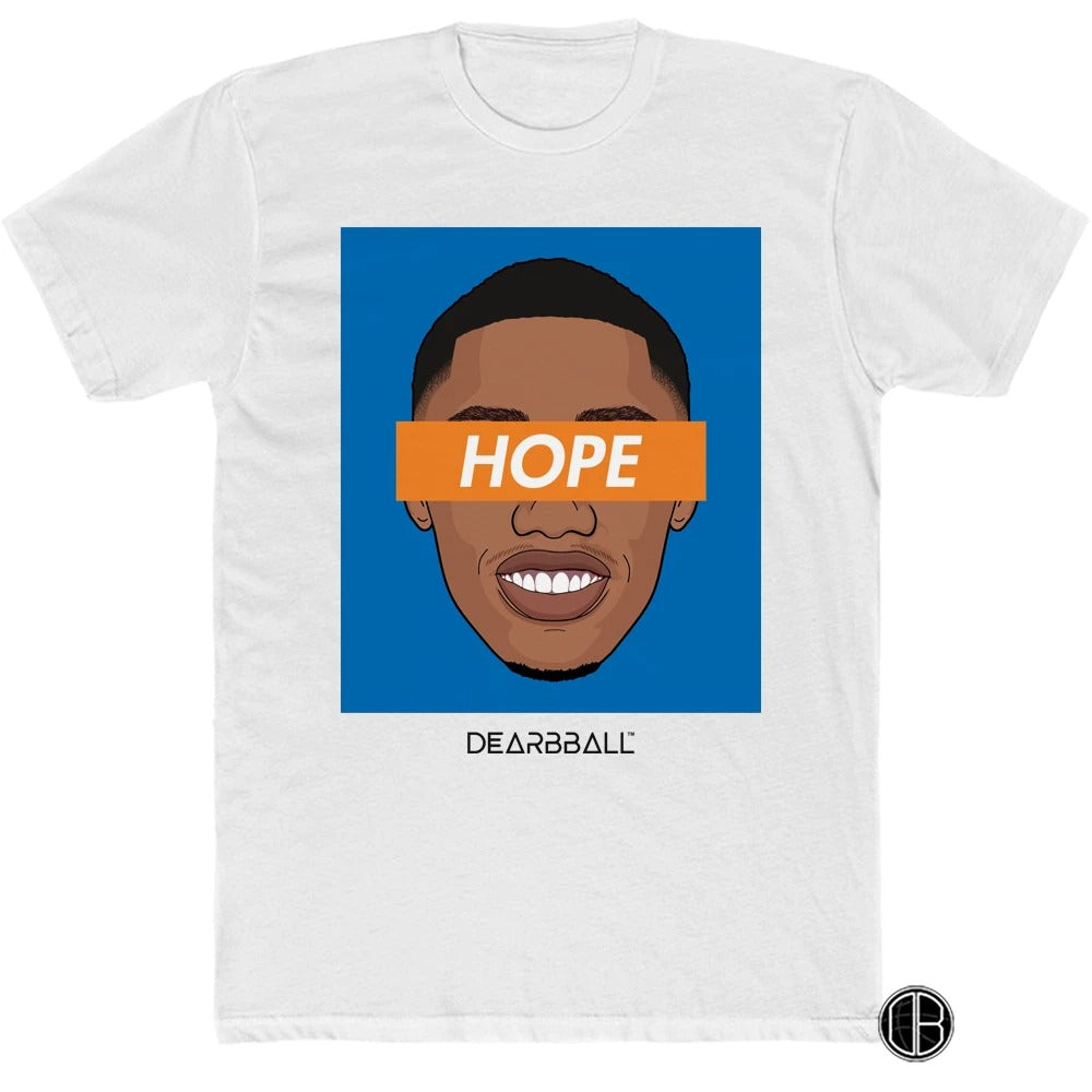 RJ Barrett T-Shirt Bio - Hope NY Blue Supremacy New York Knicks Basketball Dearbball blanc