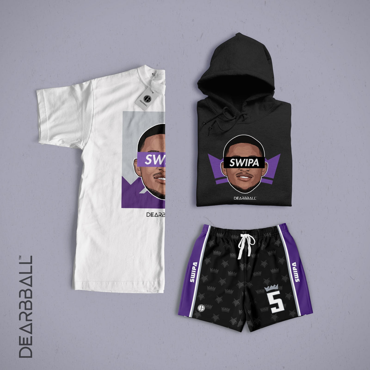 T-Shirt-Sweat-a-capuche-Short-Ensemble-Aaron-Fox-Sacramento-Kings-Dearbball-vetements-marque-france