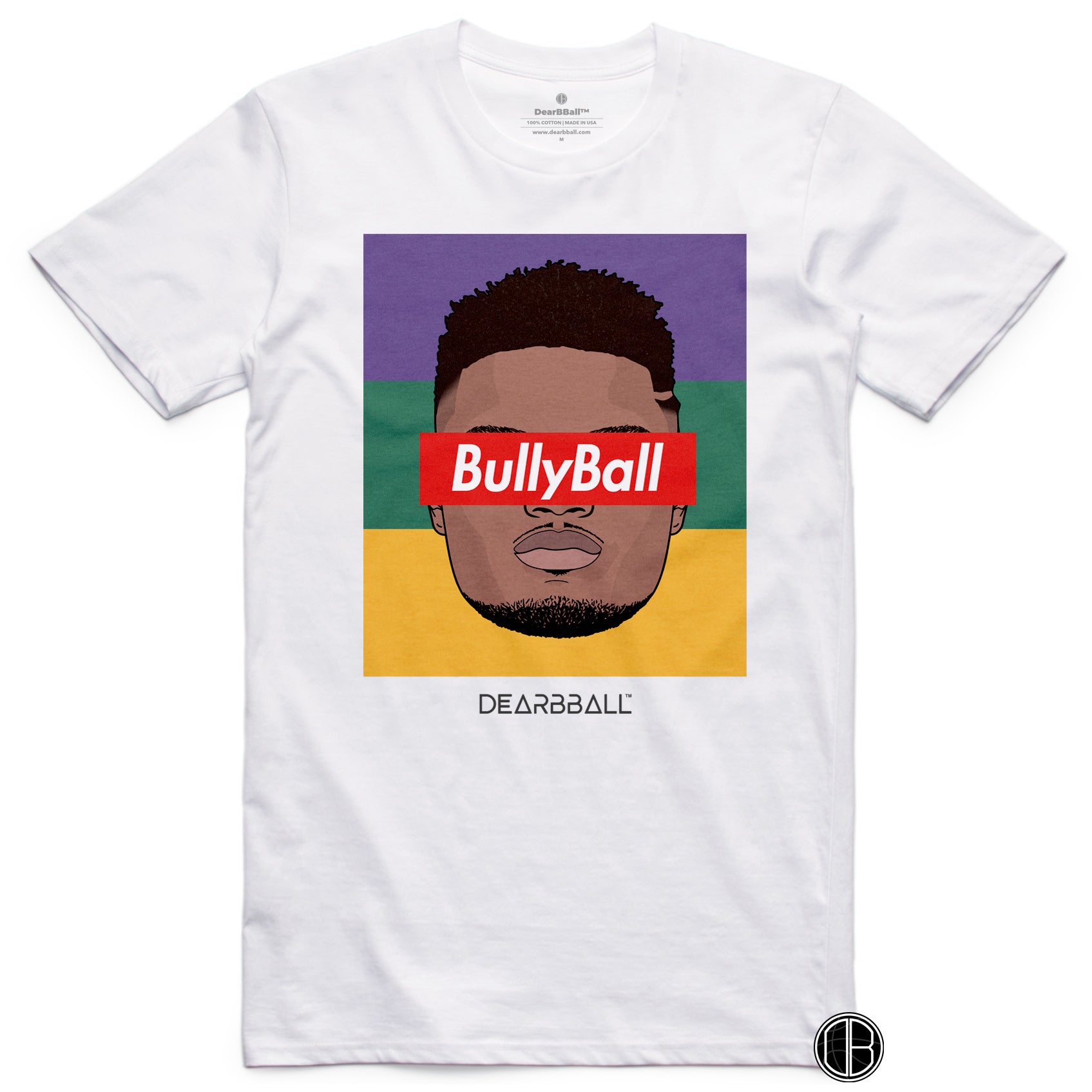 Zion Williamson T-Shirt Bio - BullyBall Tricolor Supremacy New Orleans Pelicans Basketball Dearbball blanc