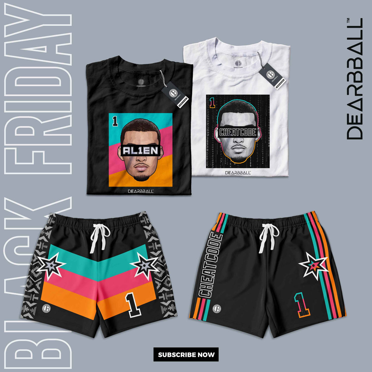 DearBBall 2 Ensembles Shorts T-Shirts - Al1en x CheatCode Fiesta Edition