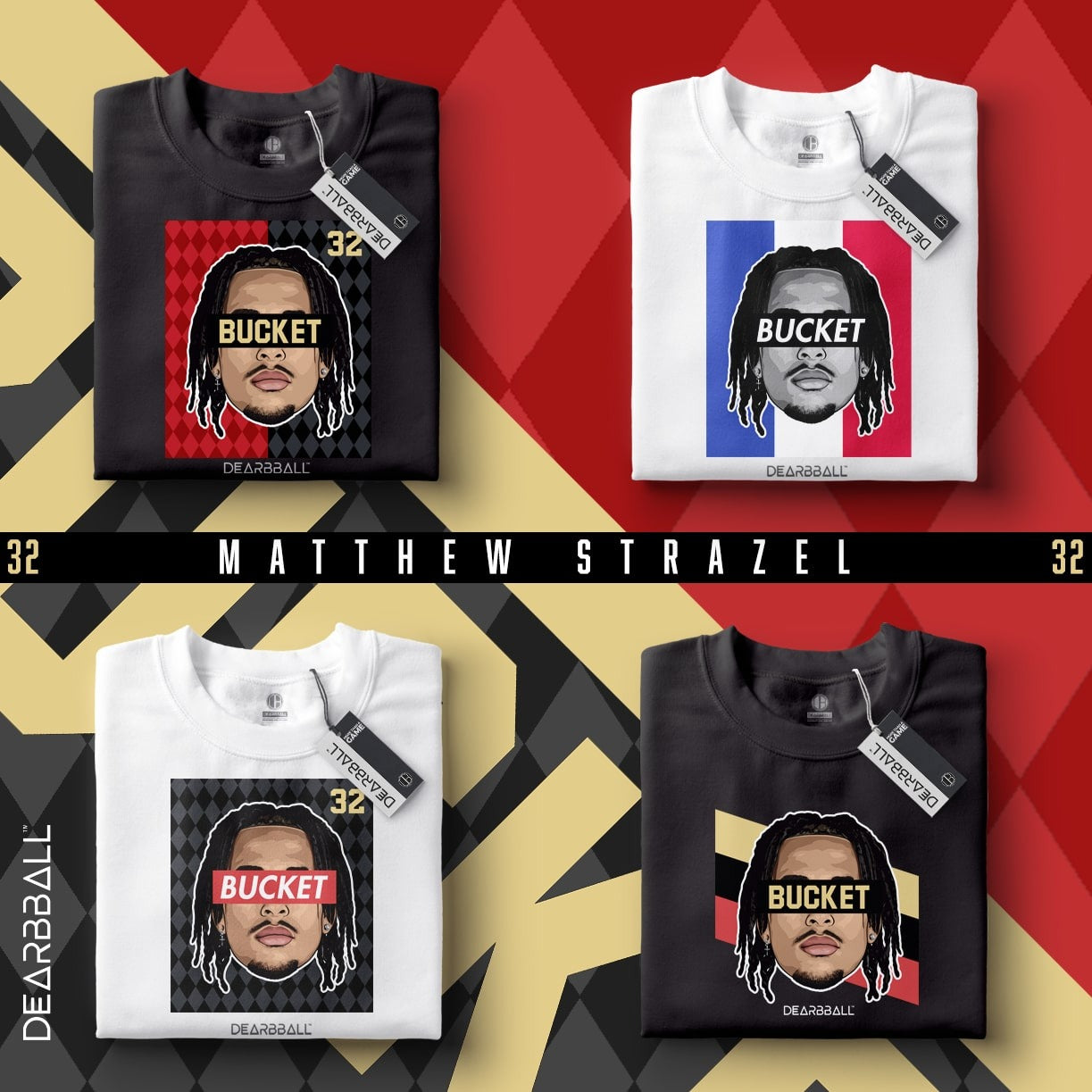 DearBBall Pack 4 T-Shirts - BUCKET 32 Principauté x France Éditions